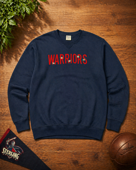 Women's Warriors Navy Crew Flowers