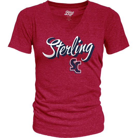 Cursive Sterling V-Neck Tee