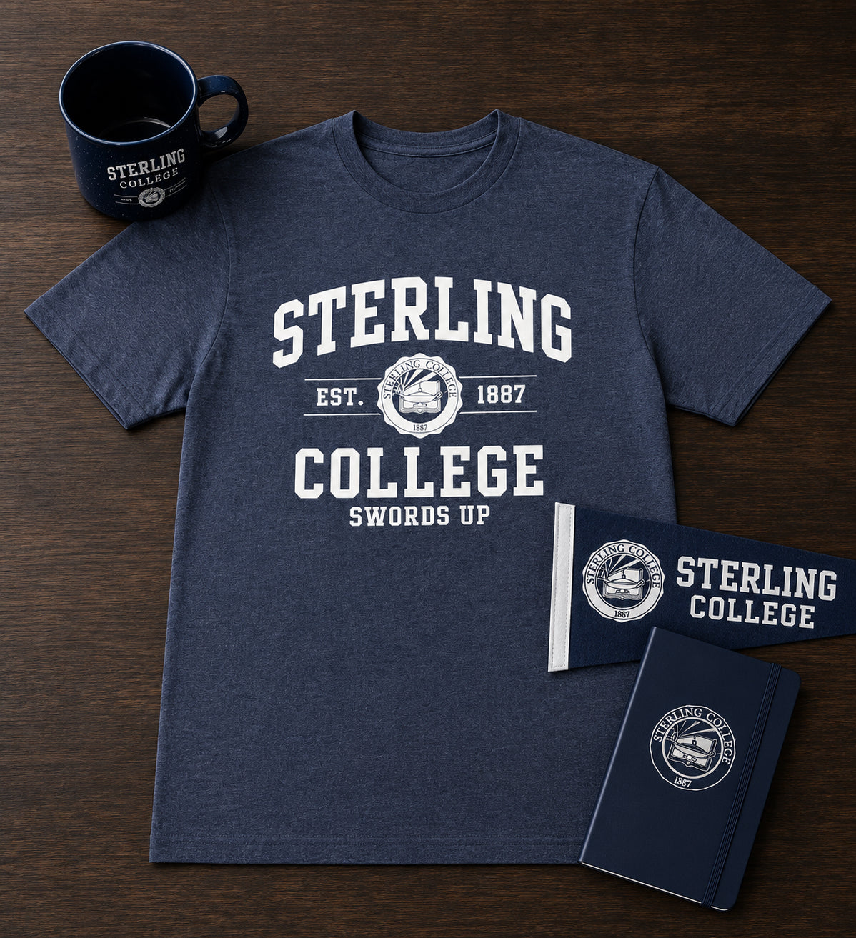 Sterling College "Swords Up" T-shirt-Short Sleeve-NEW